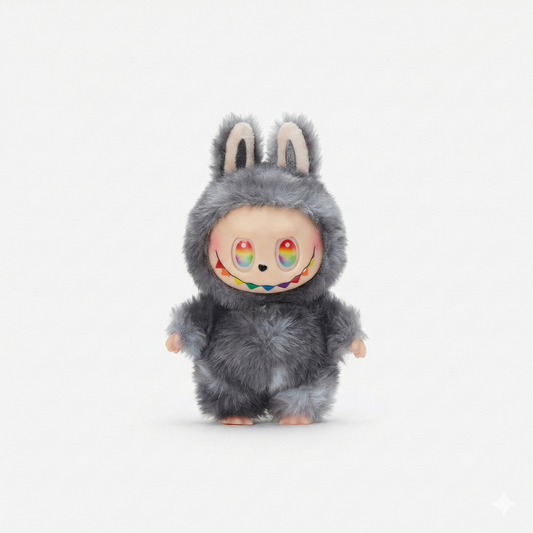 Poupée Art Toy Duveteuse Grise Labubu